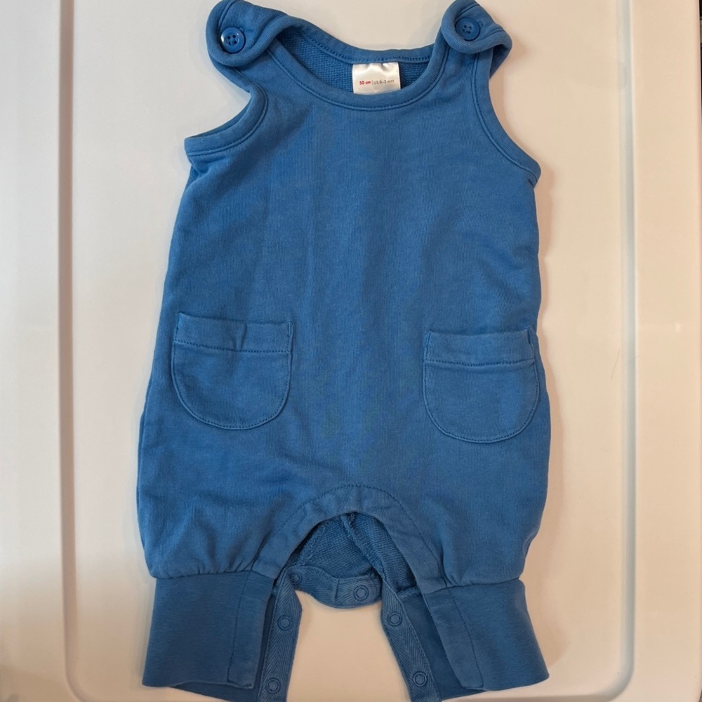 Hanna Andersson Blue Sleeveless Baby Romper 0-3 Mo